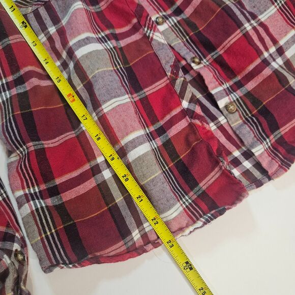 Coldwater Creek Women's Small Red Plaid Flannel Shirt Camping Overshirt Cotton - Picture 5 of 6